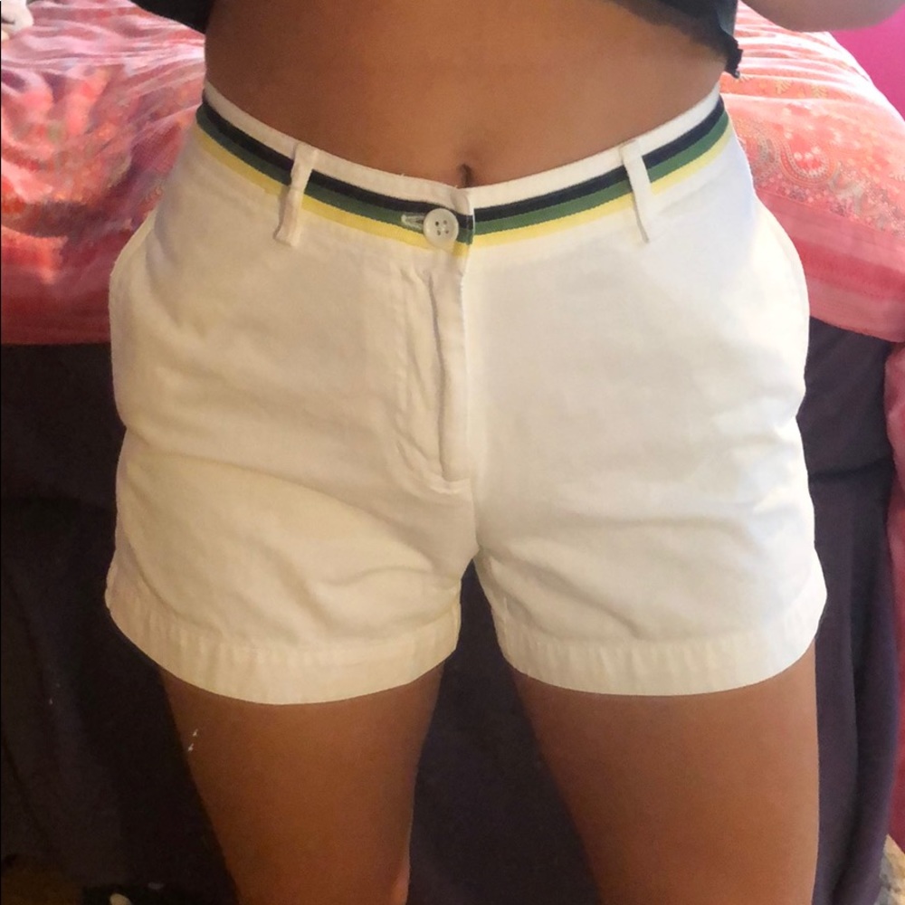 High waisted prep white shorts